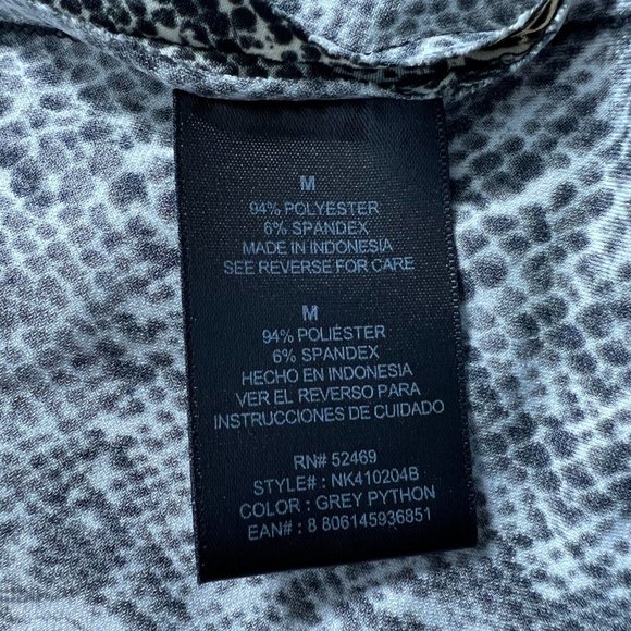 Norma Kamali Top Medium Black White Python Snakeskin Print Long Sleeve Jersey - Picture 8 of 9